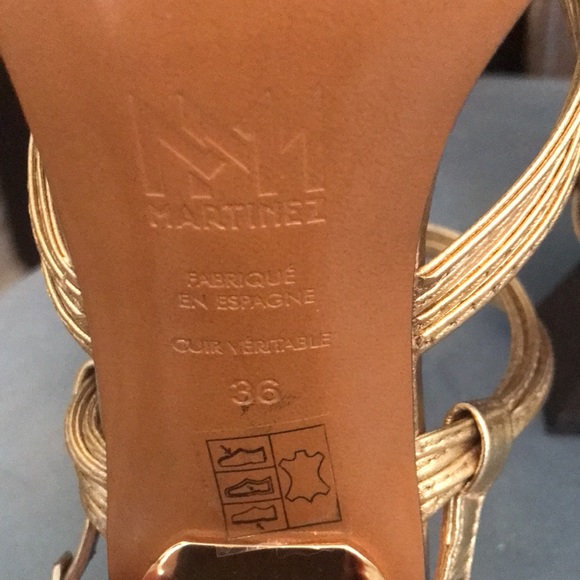 Souliers Martinez Penelope 55 Metallic Leather Slingback Sandals - Picture 4 of 9